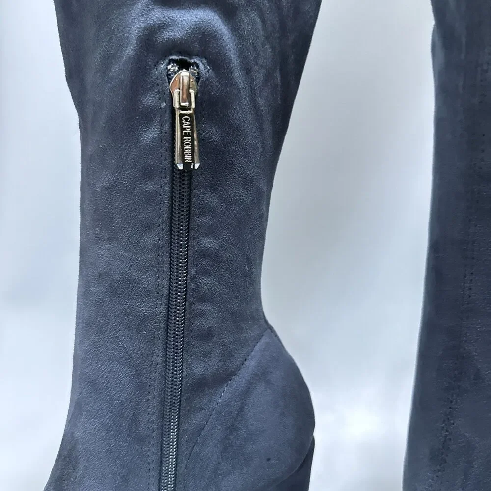 Cape Robbins Chunky Heel Over The Knee Boots Stretchy Suede Womens US 8.5M